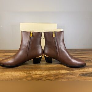 RADLEY LONDON Brown Leather Ankle Boots with Gold Heel Trim